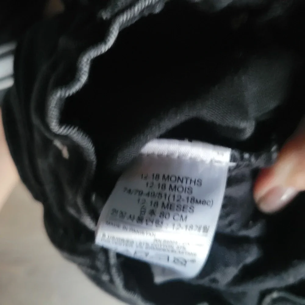 Baby Gap Unisex Jeans 12-18M Black Skinny Stretch Denim Classic Casual